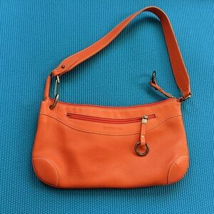 Puntotres Whole Grain Leather Orange Shoulder Bag